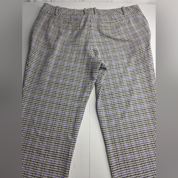 Ava & Viv Plaid Pants 18W Black White Purple Stretch Winter Fall Work Ca-2573 - Picture 11 of 12
